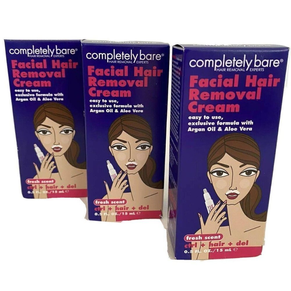 Lot of 3 Completely Bare Facial Hair Removal Cream
